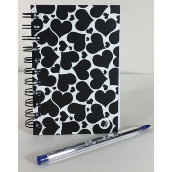 Caderneta - Coração preto 10x15cm - 96 Folhas pautadas